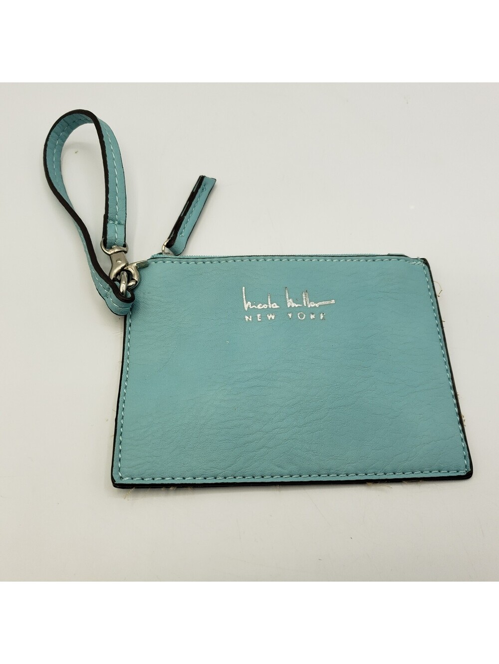 Nicole Miller New York Blue Wristlet Coin Change Purse Pouch NEW Zip Close